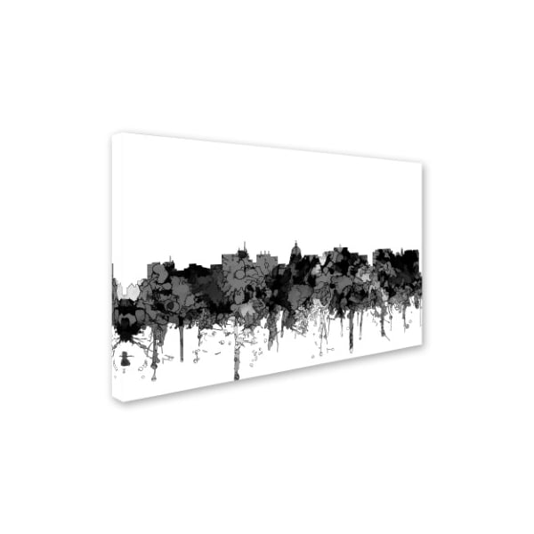 Marlene Watson 'Madison Wisconsin Skyline BW' Canvas Art,16x24